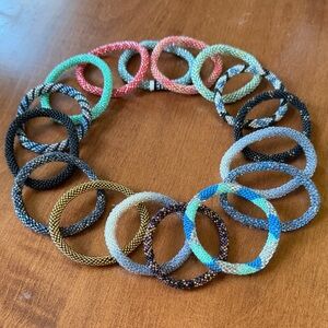 Lily and Laura and Aid Through Trade Beaded Multicolor Bracelets lot of 16